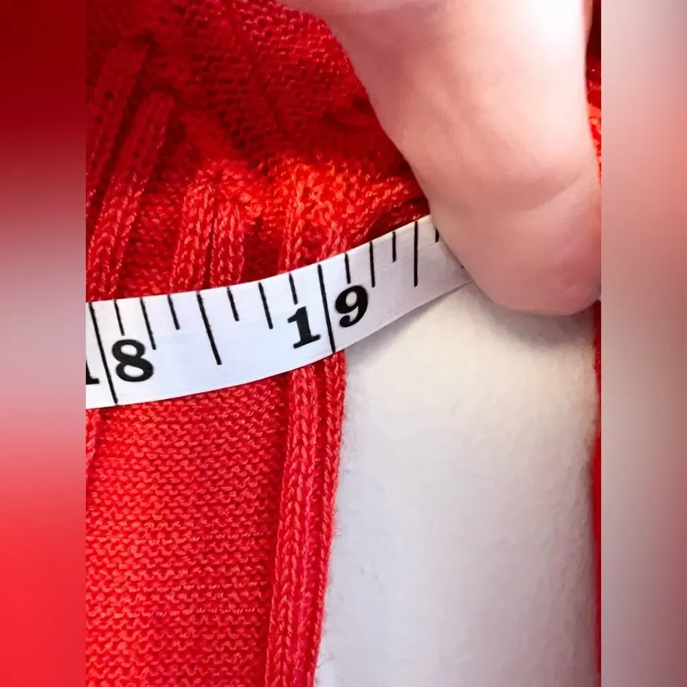 FREE PEOPLE red orange Ribbed Knit dress tunic V-neck Side Slit Sweater cotton